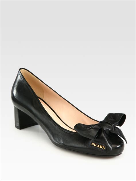 prada patent leather pumps bow|Prada block heel pumps.